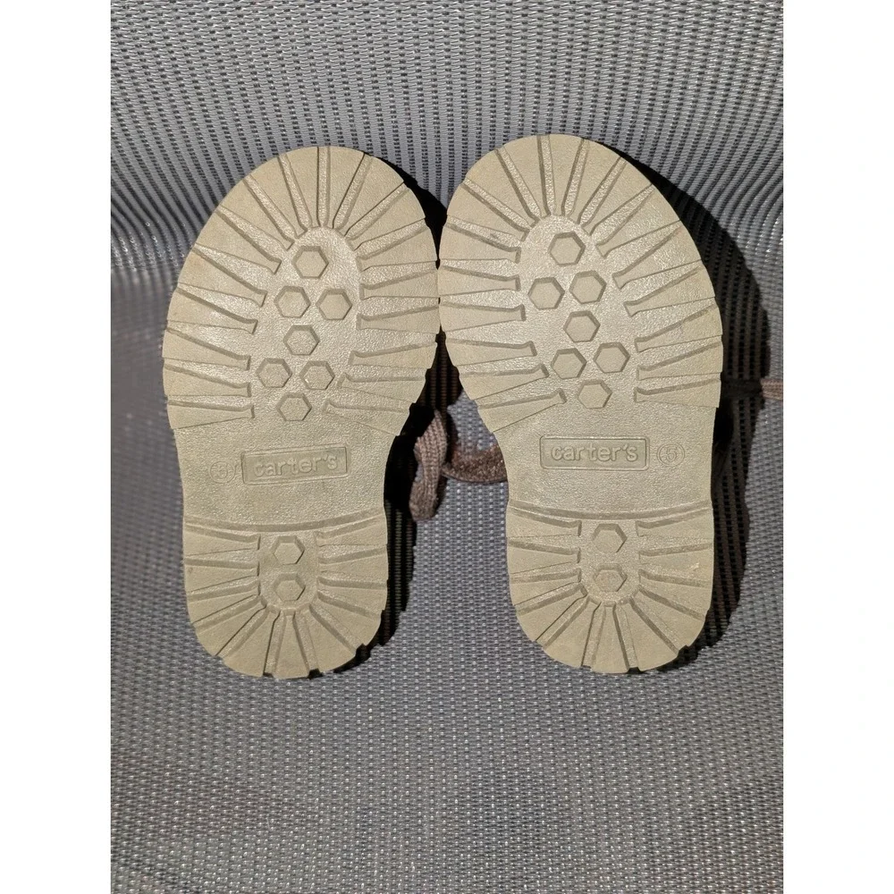 Carter's Ronald Toddler Boots Size 5 Brown Black Hook Loop Hiking Shoes